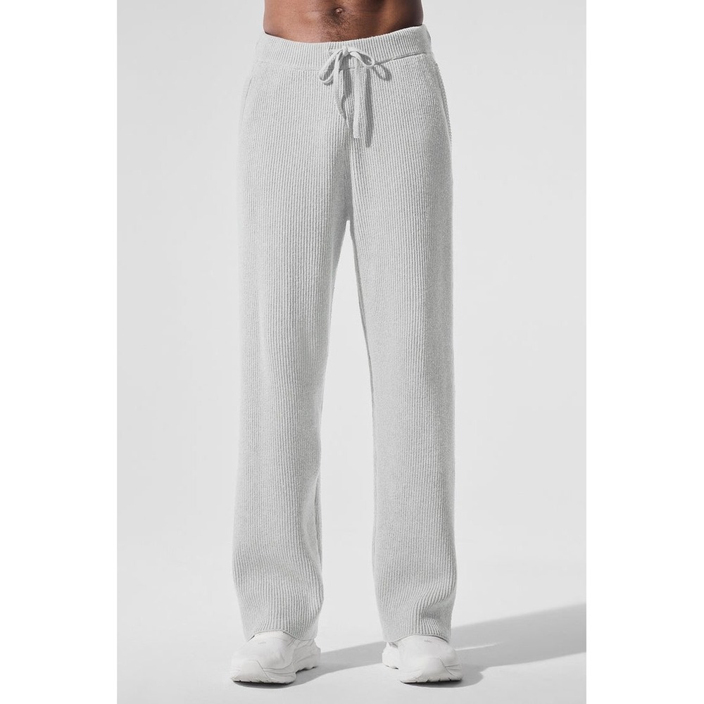 Alo Yoga Dolman Ribbed Knit Jogger Heather‎ Grey Modal Lounge Pants Size  Small